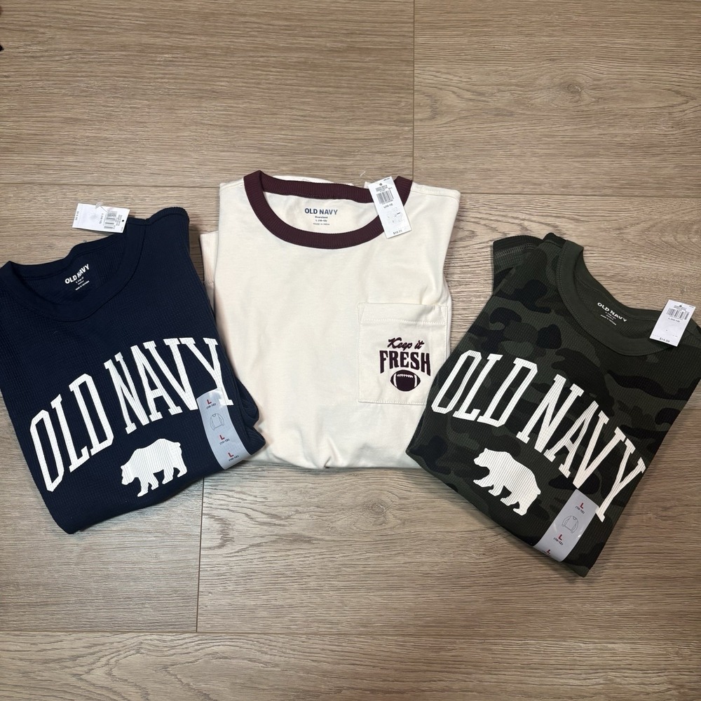 Old Navy Boys Lot Of 3 Long Sleeve Shirts Size Large New With Tags
